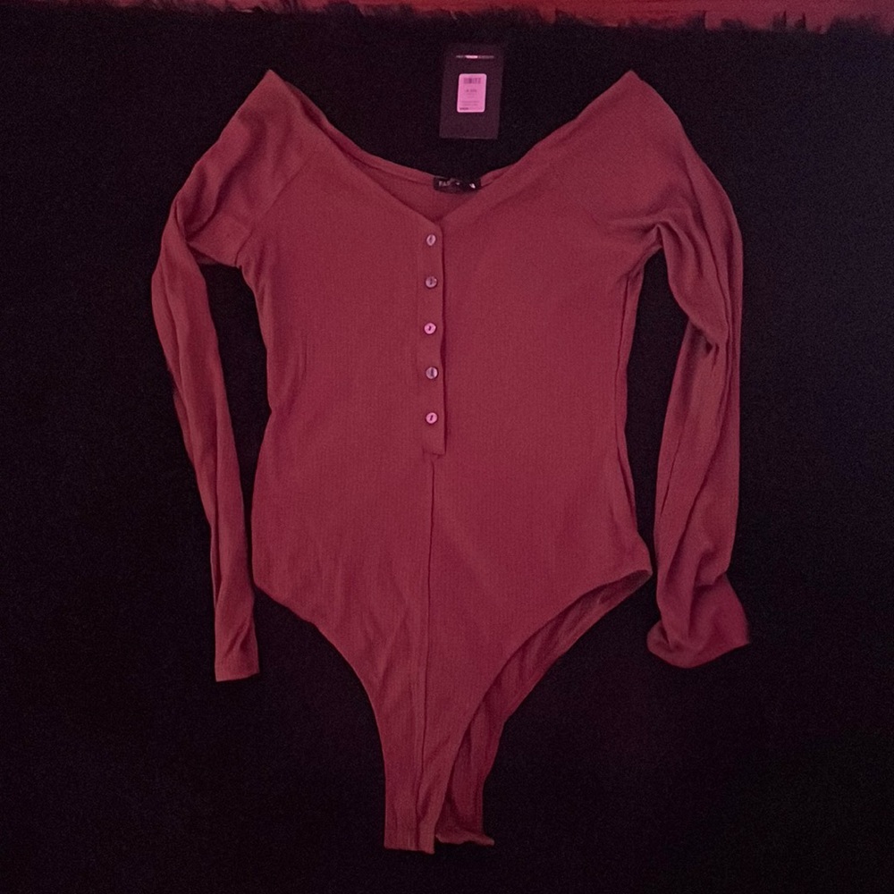 Brown Longsleeve button down ribbed top